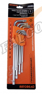 Набор ключей TORX 9 пр (Т10-50) длин с отверс (АвтоДело) (14641) 39156