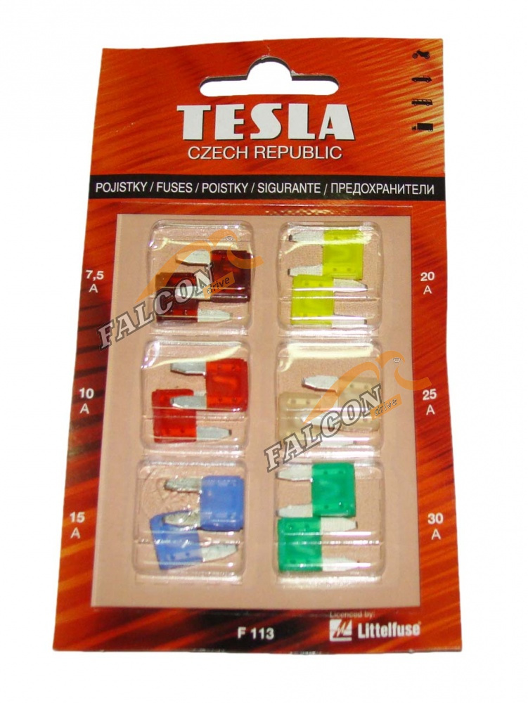 Предохр Mini (Tesla) к-т F113 (2*7,5A, 2*10A,2*15А,2*20А,2*25А,2*30А)