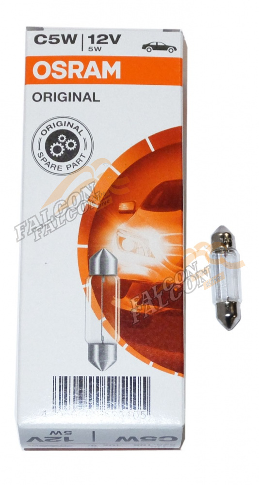 Лампа 12V5W (Osram ) SV8.5/8 2/цокол,з/ход, салон, стоп  35мм