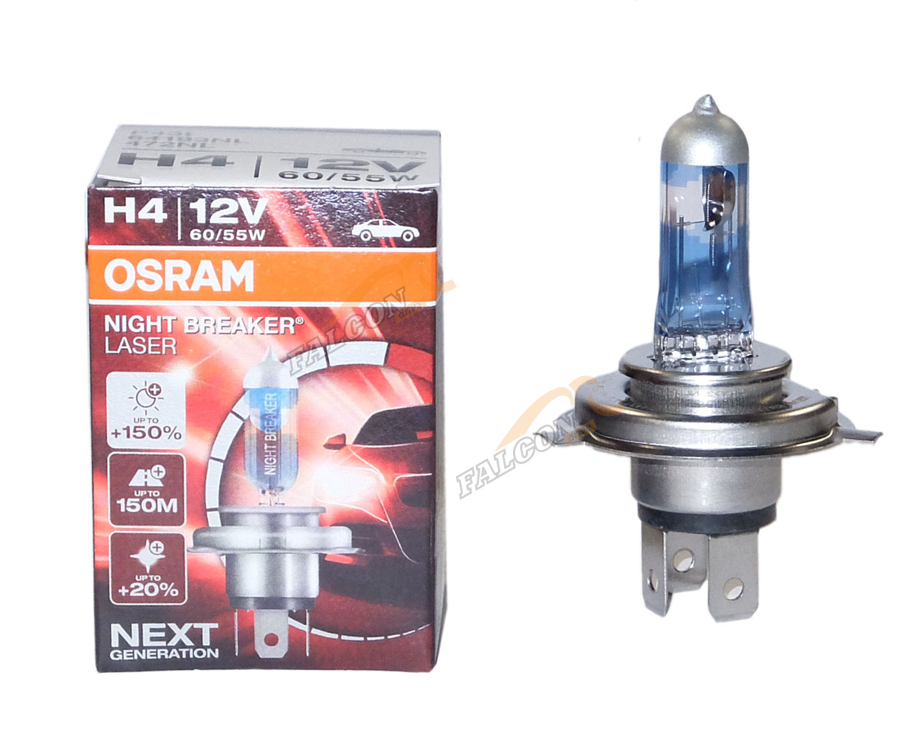 Лампа H4 галог 12V60/55W+150% (Osram) 4050K BREAKER LASER 64193 NIGHT P43t